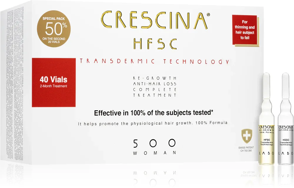 Средство для волос Crescina Transdermic 500 Re-Growth and Anti-Hair Loss в ампулах, для женщин, 20 ампул по 3