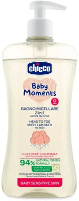 Chicco Baby Moments Sensitive - Мицеллярный шампунь для тела и волос, 500 мл