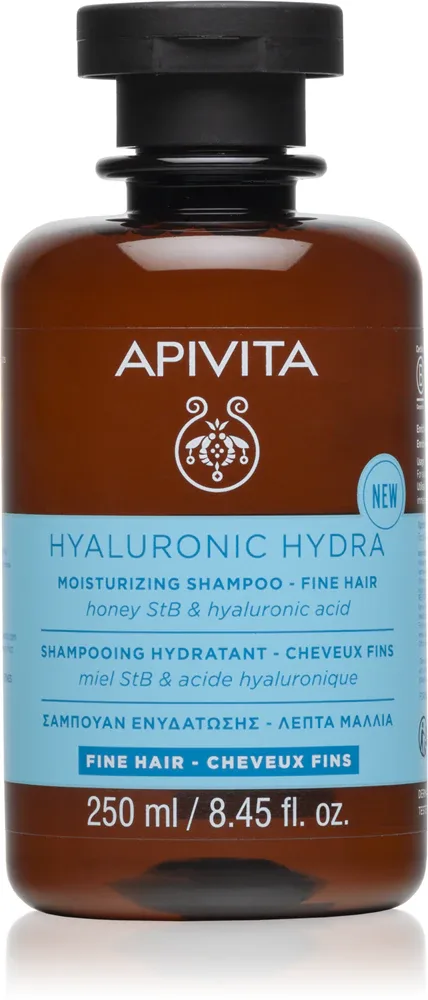 Apivita Hyaluronic Hydra Fine Hair Moisturizing Shampoo - Увлажняющий шампунь для нежных волос, 250 мл