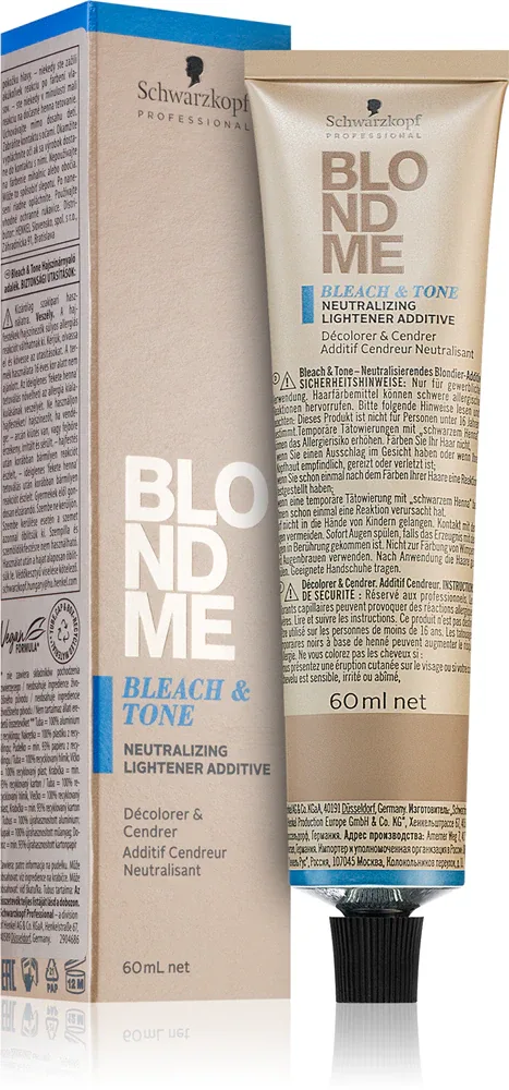 Schwarzkopf Professional Blondme Bleach & Tone - Светящее и тонизирующее средство, 60 мл, оттенок Ash