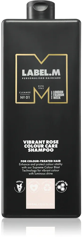 label.m Vibrant Rose Colour Care Shampoo - Увлажняющий шампунь для окрашенных и балаяжных волос, 1000 мл