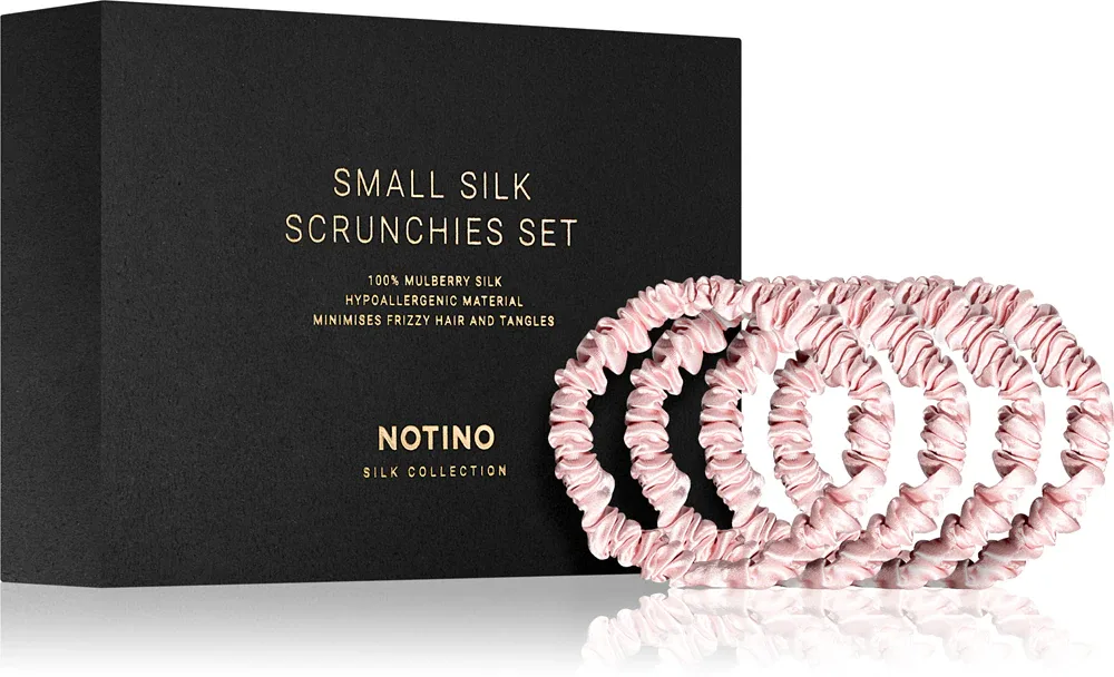 Набор резинок для волос Notino Silk Collection Small Scrunchie Set шёлковых, маленьких, 4 шт, оттенок Pink