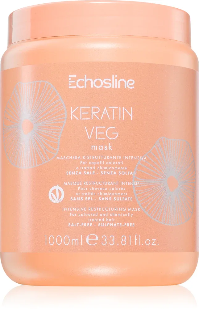 Echosline Keratin veg Mask - Интенсивно питательная маска для сухих и пористых волос с аминокислотами