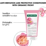 Бальзам для волос Klorane Peony Soothing Sensitive Hair Scalp Conditioner для чувствительной кожи головы, с экстрактом пиона, 150 мл — фото 5