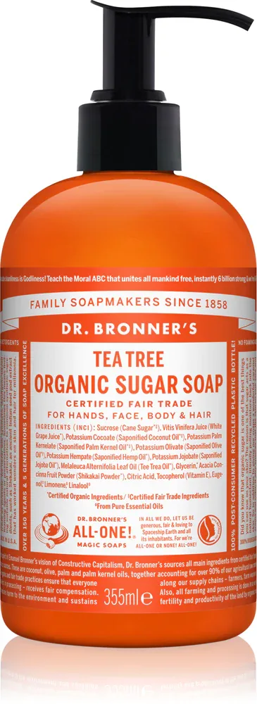 Dr. Bronner’s Tea Tree - Жидкое мыло для тела и волос, 355 мл