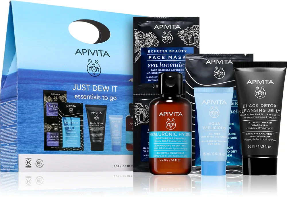 Apivita Just Dew It Set - Набор для путешествий с интенсивным увлажнением, 5 шт