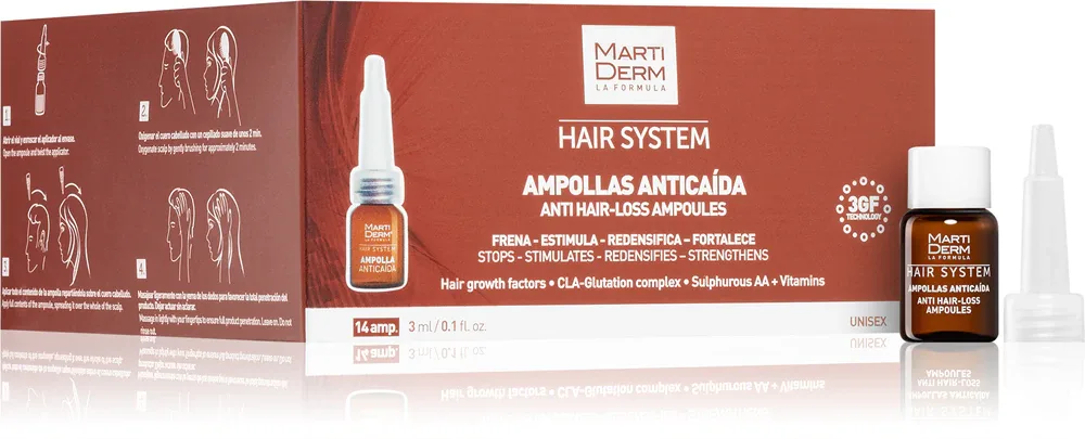 Ампулы для волос MartiDerm Hair System Anti Hair-Loss против выпадения, несмываемые