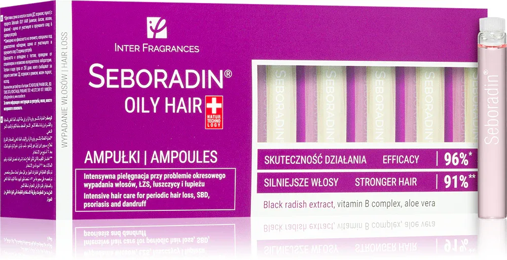 Seboradin Oily Hair - Ампулы против перхоти и выпадения волос, 14 мл