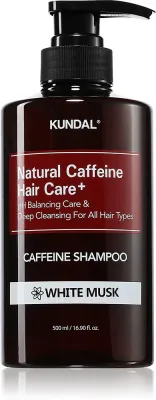 KUNDAL Caffeine Shampoo White Musk - Натуральный шампунь против выпадения волос, 500 мл