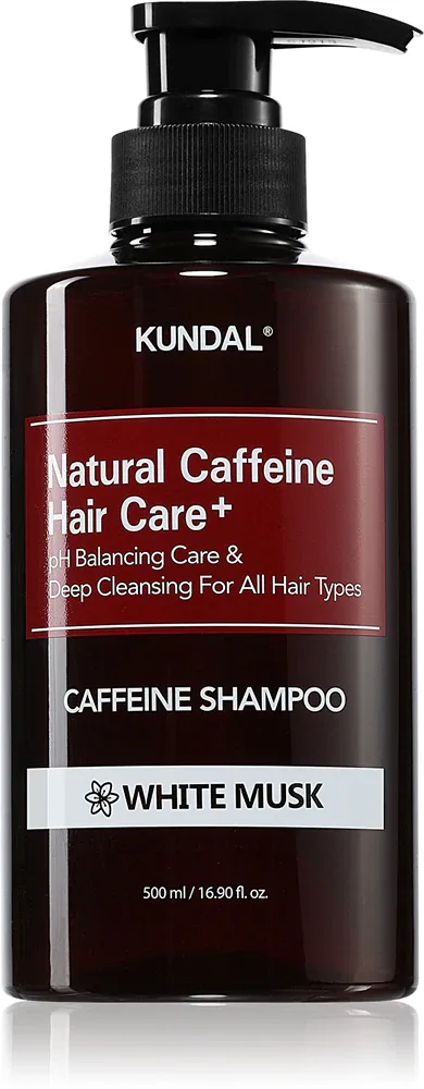 KUNDAL Caffeine Shampoo White Musk - Натуральный шампунь против выпадения волос, 500 мл