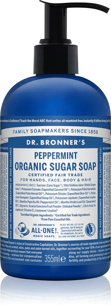 Dr. Bronner’s Peppermint - Жидкое мыло для тела и волос, 355 мл