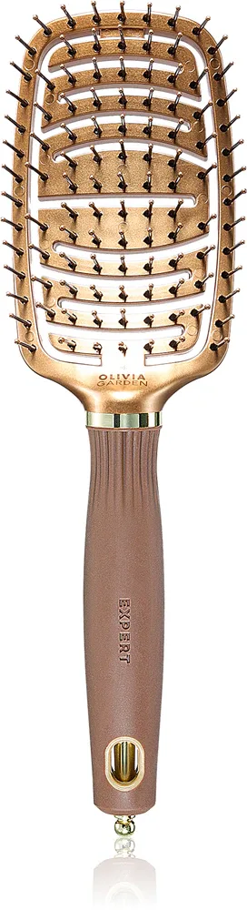 Плоская щётка для волос Olivia Garden Expert Flex, для влажных и растрёпанных волос, 1 шт Gold&Brown