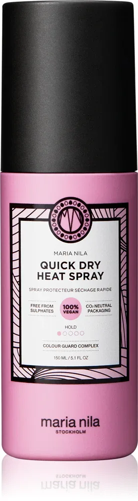 Maria Nila Style & Finish Quick Dry Heat Spray - Термозащитный спрей для использования с утюжкой и кудрявой волосами, 150 мл