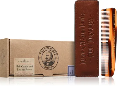 Captain Fawcett Accessories Hair Comb with Leather Case - Расческа для бороды с чехлом, 1 шт