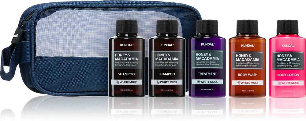 KUNDAL Honey & Macadamia White Musk - Набор для путешествий для тела и волос
