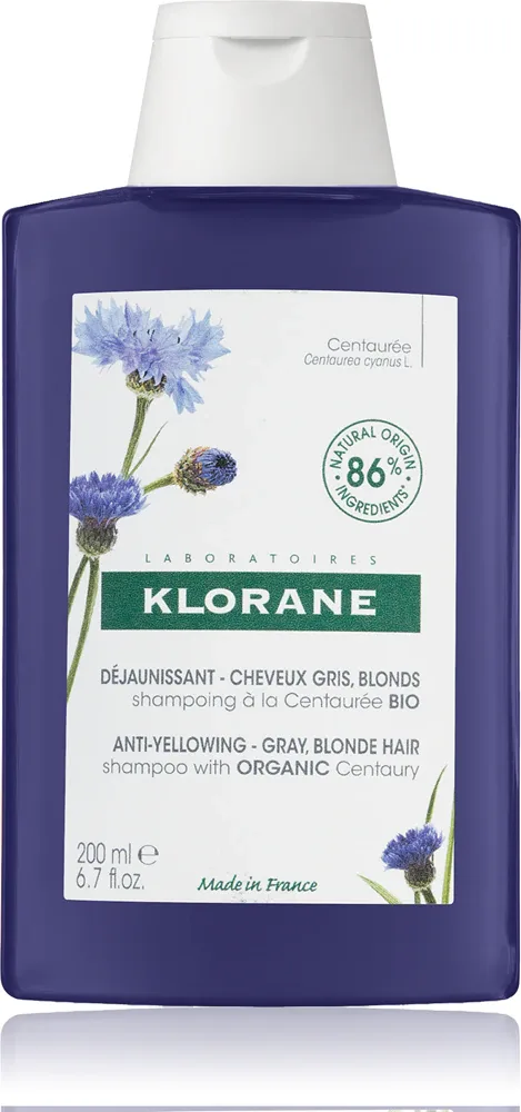 Klorane Cornflower Organic - Шампунь для нейтрализации желтоватых оттенков, 200 мл