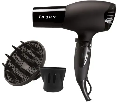 Фен для волос BEPER 40979 Turbo Touch 2000W с диффузором, регулировка температуры, 1 шт