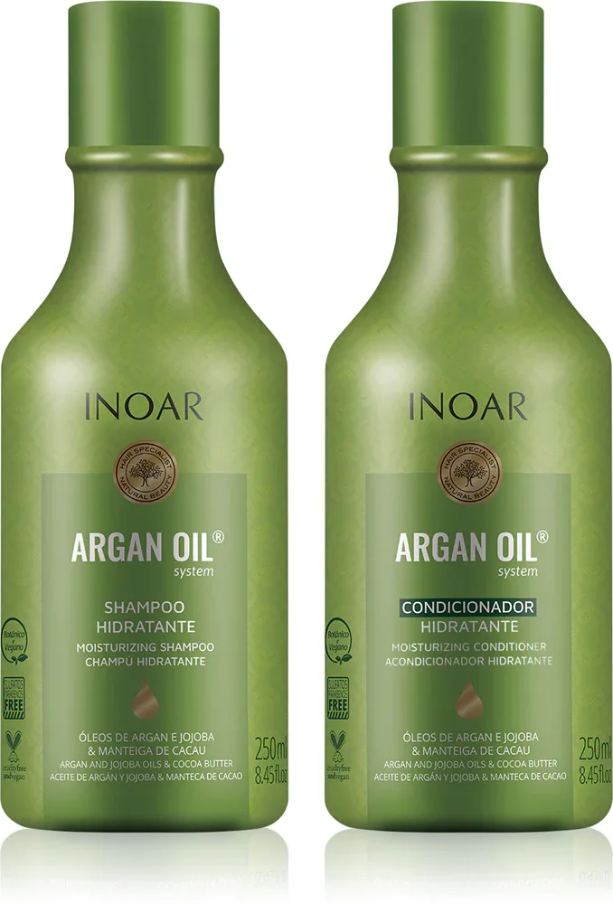 INOAR Argan Oil System - набор увлажняющей и придающей сияние косметики, 2 мл