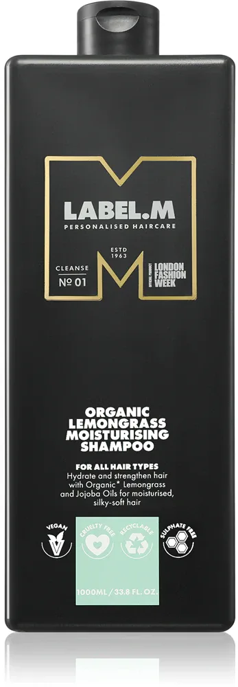 label.m Lemongrass Moisturising Shampoo - Увлажняющий шампунь с лимоном и лимонной травой, 1000 мл