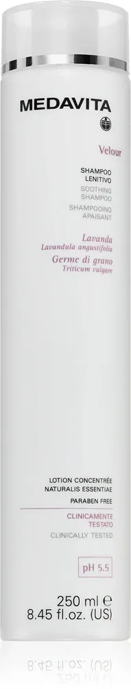 Medavita Velour Soothing Shampoo - Успокаивающий шампунь для чувствительной и раздраженной кожи, 250 мл