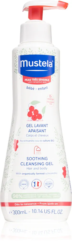 Mustela Bebe - Успокаивающий очищающий гель для детей с рождения, 300 мл
