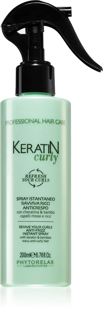 Phytorelax Laboratories Keratin Curly - Спрей против пушистости для кудрявых и волнистых волос, 200 мл
