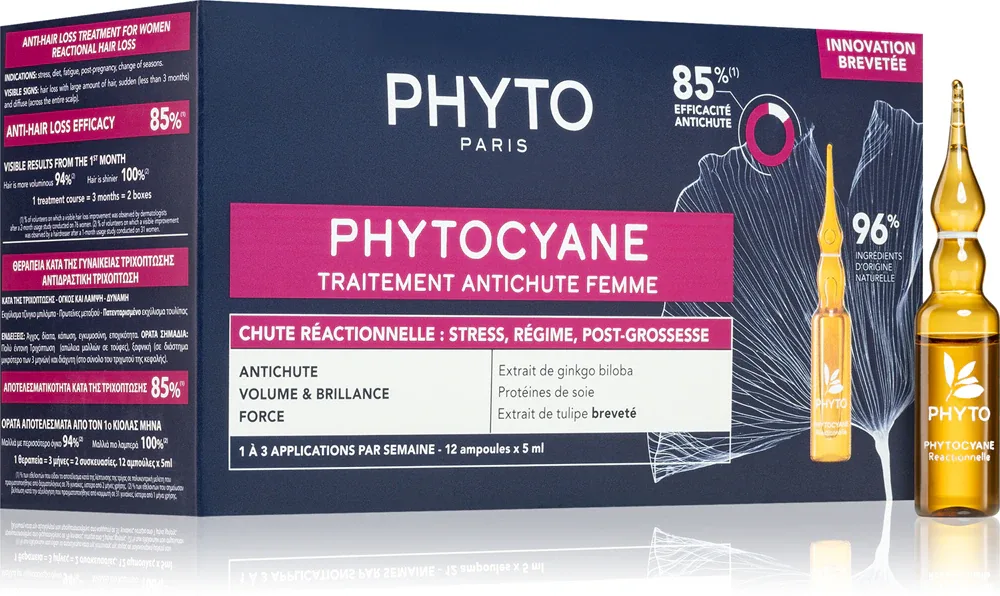 Phyto Phytocyane Women Treatment - Уход, способствующий росту волос и предотвращающий их выпадение, 12 мл