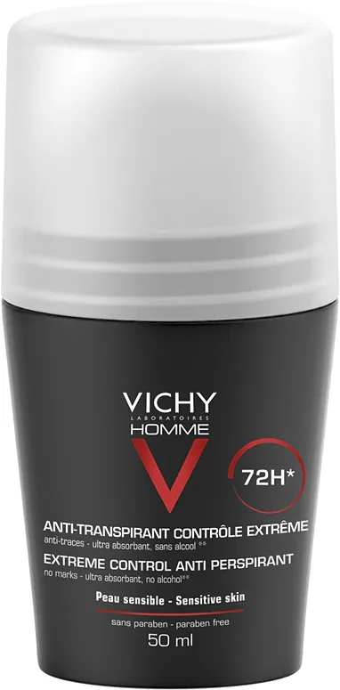 Vichy Homme Deodorant - Антиперспирант ролл-он против избыточного потоотделения 72h, 50 мл