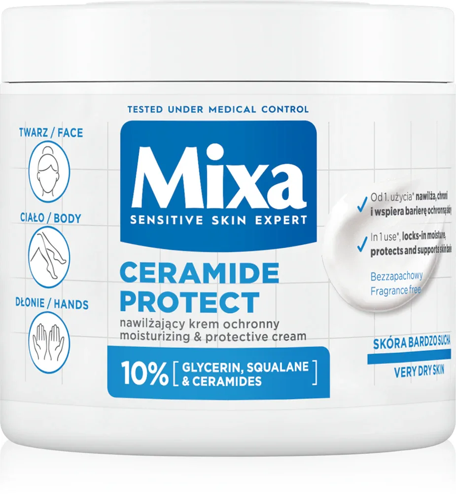 Mixa Ceramide Protect - Регенерирующий крем для тела для чувствительной кожи, 400 мл