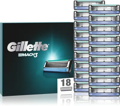 Кассеты сменные для бритвы Gillette Mach3 3 лезвия, с увлажняющей полоской, 18 шт