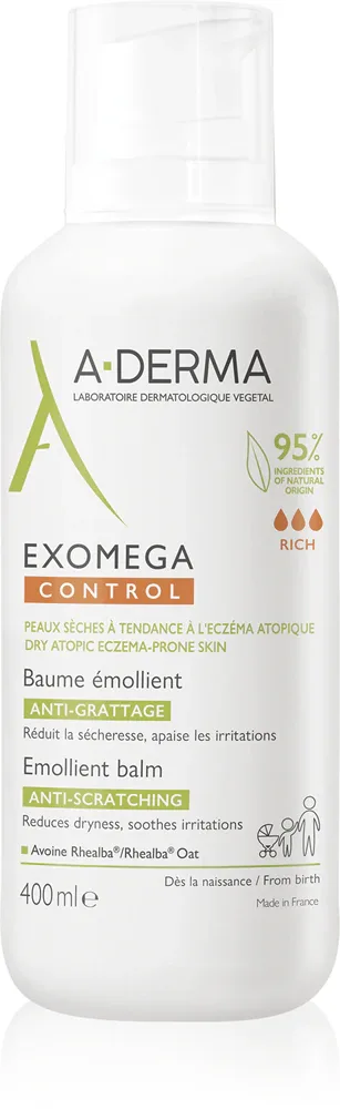 A-Derma Exomega Control Emollient Balm - Бальзам для чувствительной и сухой кожи, 400 мл