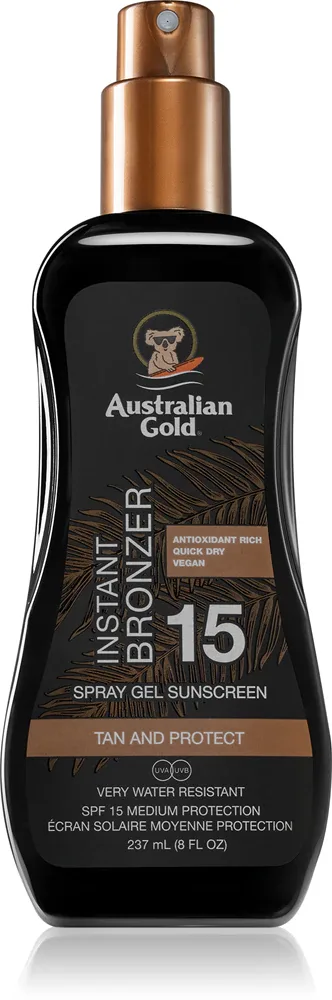 Australian Gold Spray Gel Sunscreen With Instant Bronzer - Заголовок товара: загар в баллончике SPF 15, 237 мл