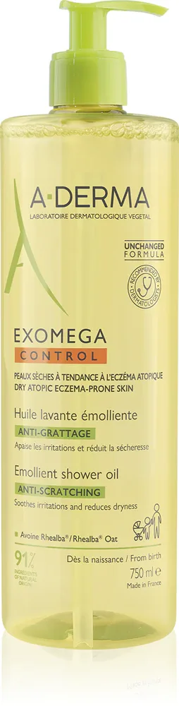 Масло для душа A-Derma Exomega Control Emollient Shower Oil смягчающее, для сухой и атопичной кожи