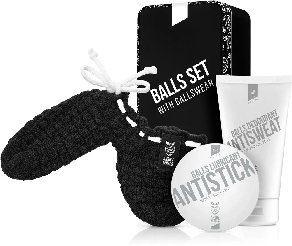 Angry Beards Antisweat & Antistick Balls Set - Подарочный набор для мужчин, 3 шт