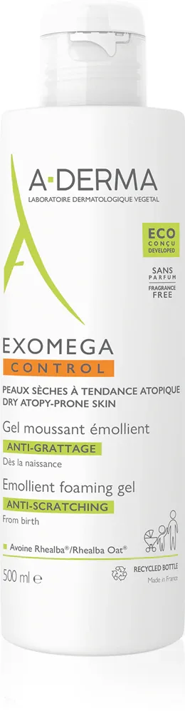 A-Derma Exomega Control Emollient Foaming Gel - Увлажняющий гель для душа для сухой и атопической кожи