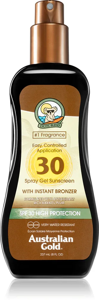 Australian Gold Spray Gel Sunscreen With Instant Bronzer - Тонизирующий защитный гель SPF 30, 237 мл