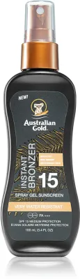 Australian Gold Instant Bronzer - Солнцезащитный спрей для загара с бронзатором SPF 15, 100 мл