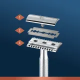 Бритва Т-образная Gillette King C. Double Edge с двойным лезвием, металлическая рукоять, 5 шт — фото 4