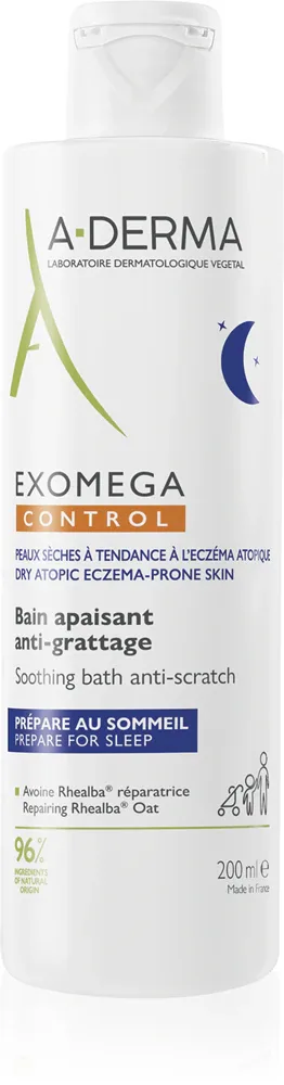 A-Derma Exomega Control Soothing Bath Anti-Scratch - Успокаивающий крем против раздражения и зуда для детей, 200 мл