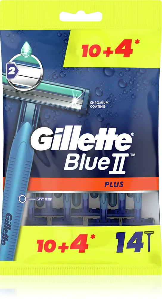 Gillette Blue II Plus - Одноразовые бритвы для мужчин, 14 шт