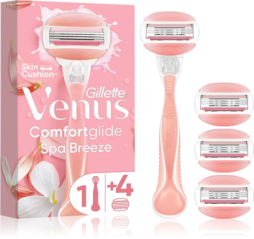 Gillette Venus ComfortGlide Spa Breeze - Женский станок для бритья + запасные лезвия, 4 шт