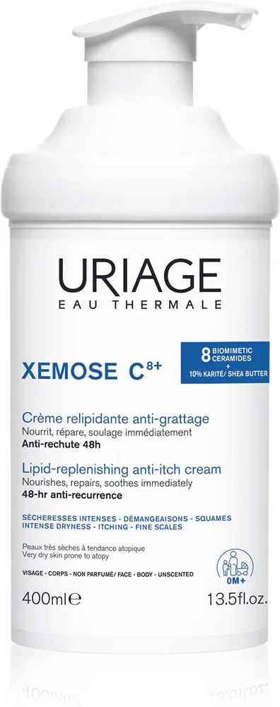 Uriage Xemose C8+ Lipid-Replenishing Anti-Irritation Cream - Успокаивающий крем для тела, восполняющий липиды для сухой и атопической кожи