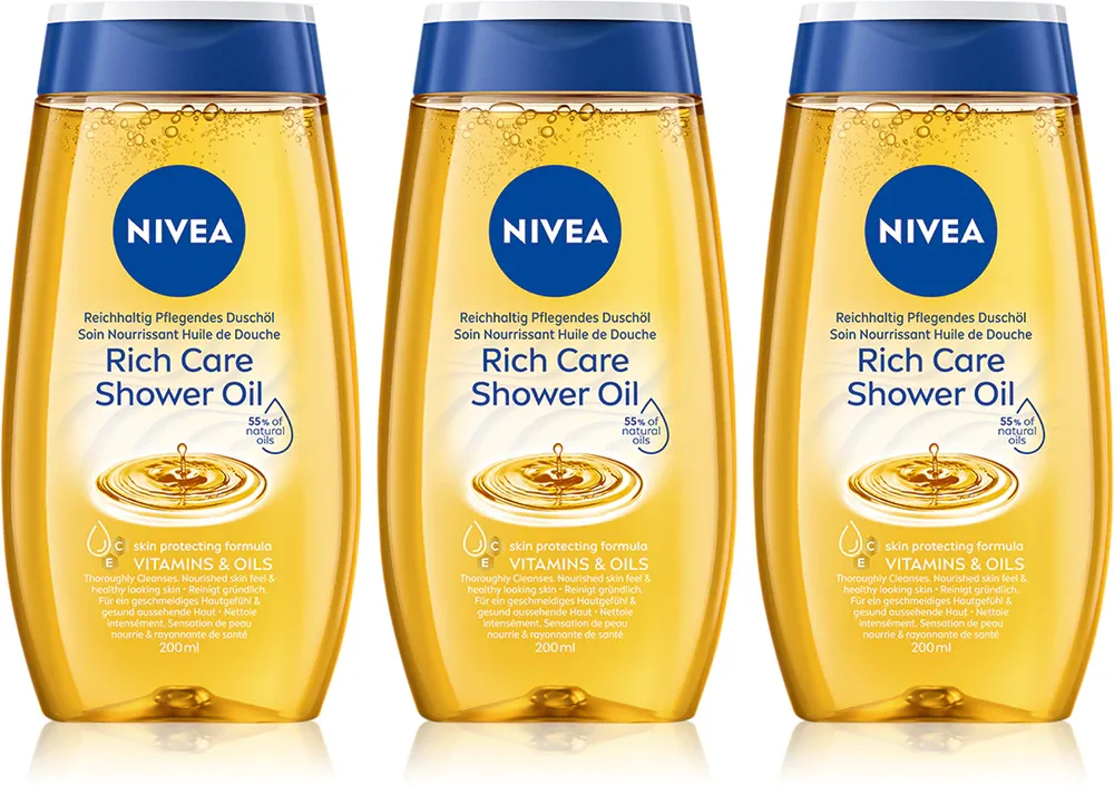 Набор NIVEA Natural Caring масла для душа увлажняющие, 3 шт. по 200 мл 3 x 200 мл