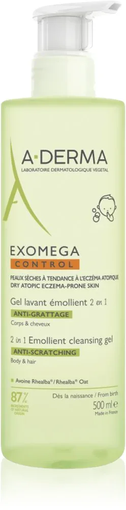 A-Derma Exomega Control 2 in 1 Emollient Cleansing Gel - Гель для душа для сухой и атопической кожи