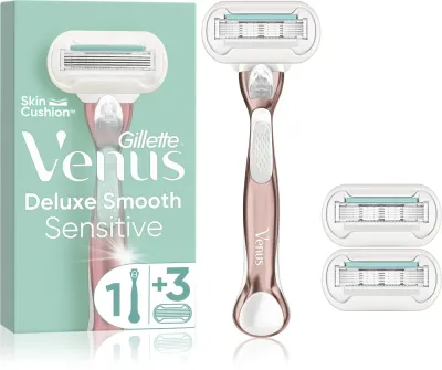 Gillette Venus Deluxe Smooth Sensitive - Бритва + сменные лезвия RoseGold, 3 шт