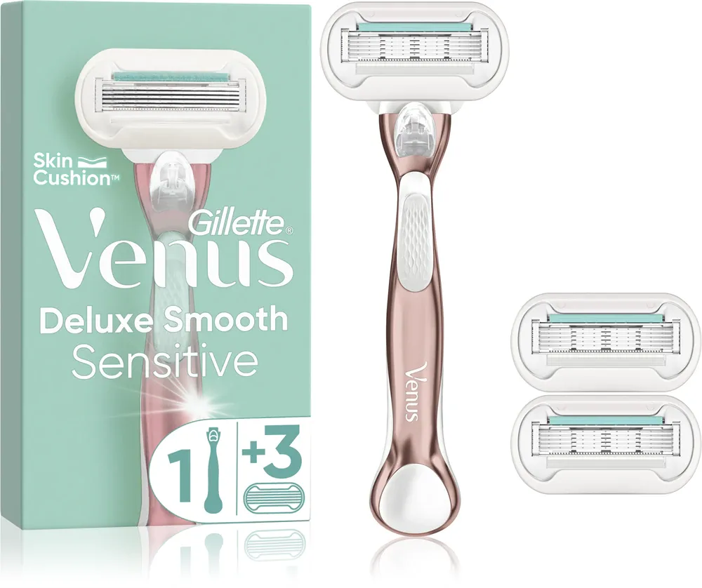 Gillette Venus Deluxe Smooth Sensitive - Бритва + сменные лезвия RoseGold, 3 шт
