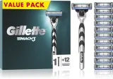 Бритва мужская Gillette Mach3 3 лезвия, со сменными кассетами, 12 шт — фото 1
