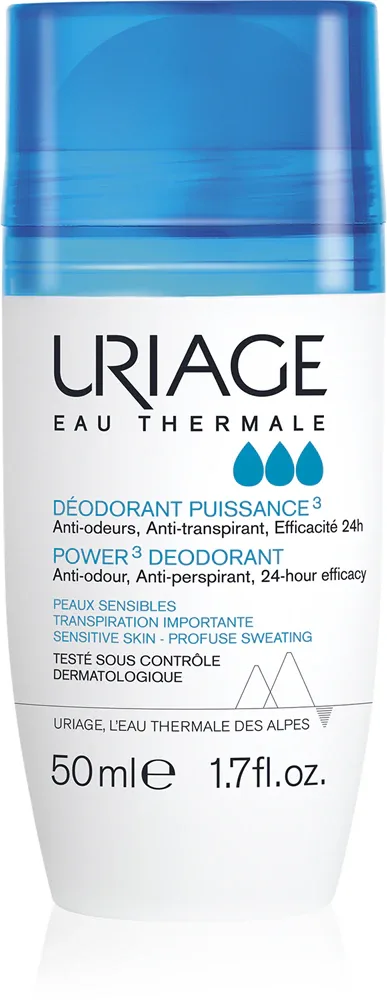Uriage Hygiene Power3 Deodorant - Дезодорант против белых и желтых следов - роликовый, 50 мл