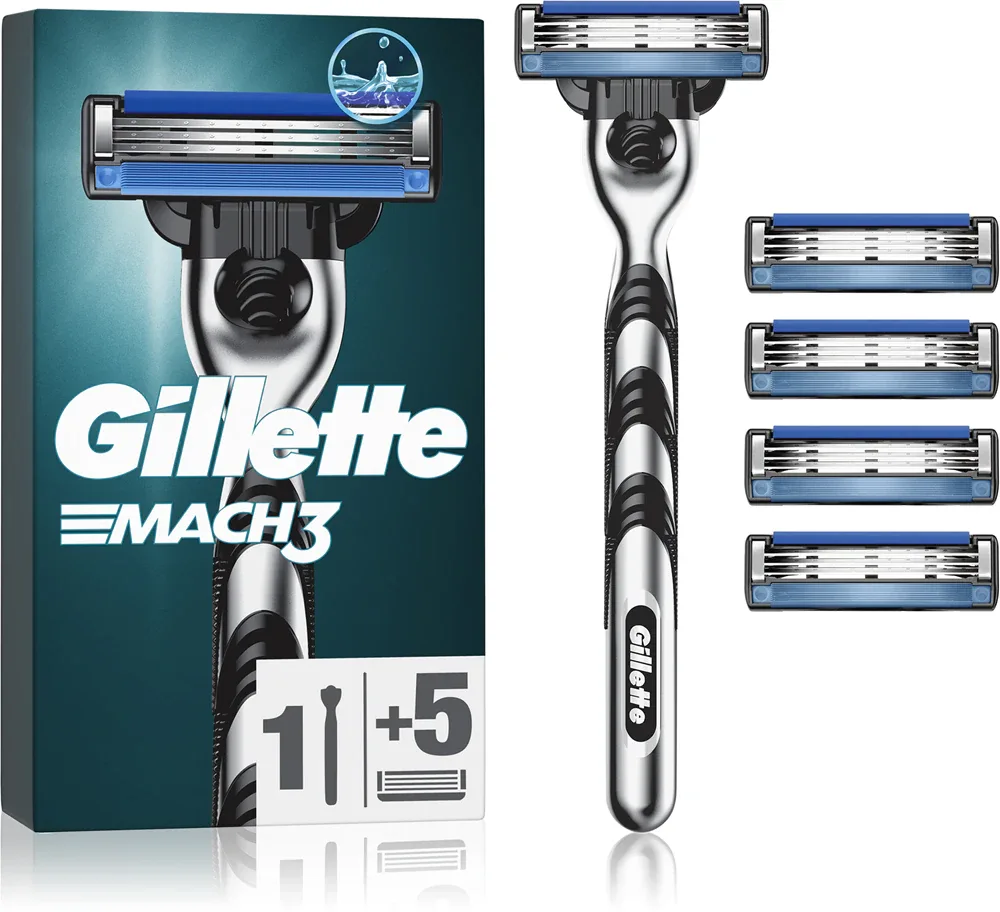 Бритва мужская Gillette Mach3 3 лезвия, со сменными кассетами, для чувствительной кожи, 5 шт