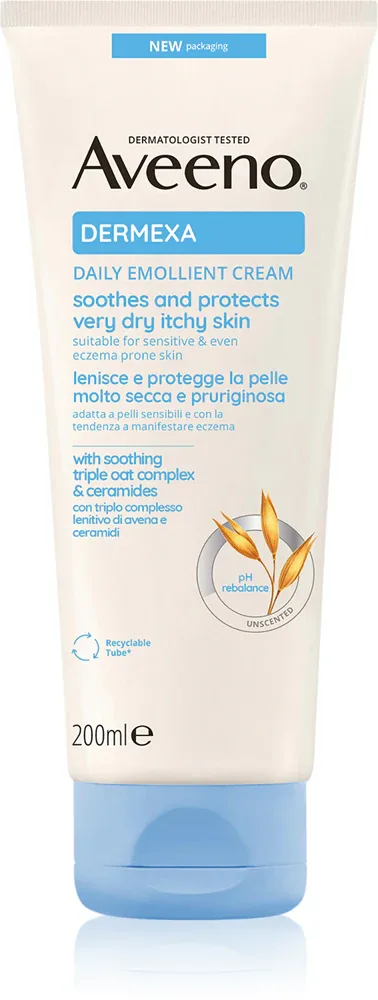 Aveeno Dermexa Daily Emollient Cream - Смягчающий крем для сухой и раздраженной кожи, 200 мл